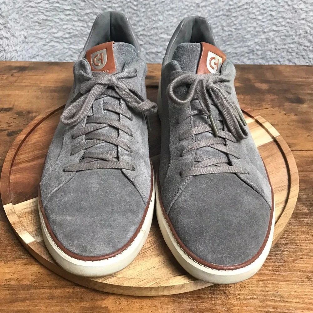 Cole Haan GrandPro TopSpin Sneaker Means 13M Gray Suede Low‎ Top Tennis Shoes